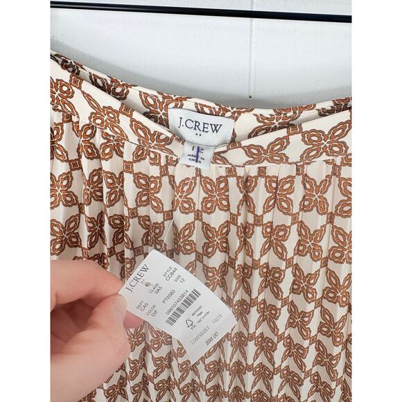 J. Crew Tan Print Pleated Skirt Size 12 Retro 70s - Picture 11 of 11